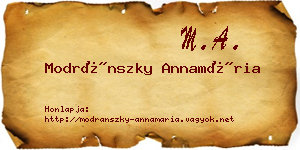 Modránszky Annamária névjegykártya