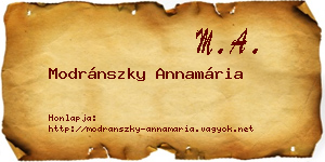Modránszky Annamária névjegykártya